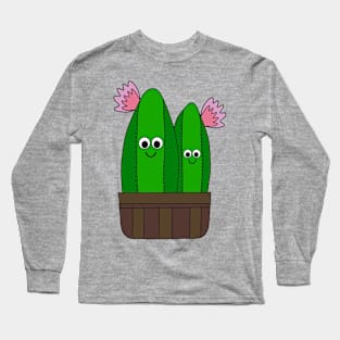 Cute Cactus Design #198: Cacti Cuties In A Basket Long Sleeve T-Shirt